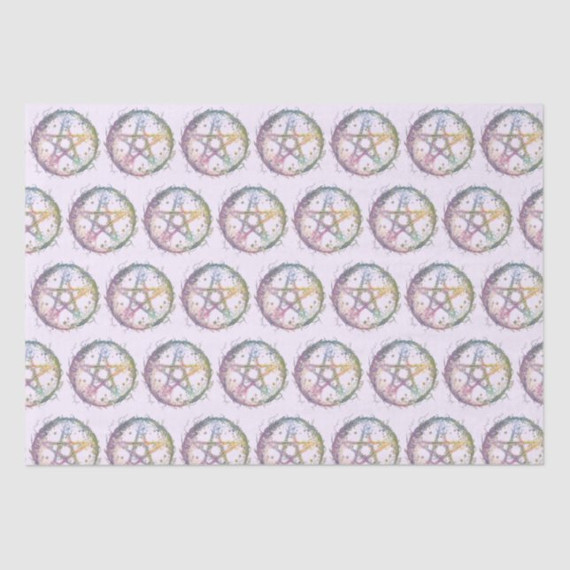 Pastel Pentagram Witchcraft Light Purple Halloween Tissue Paper (Front)