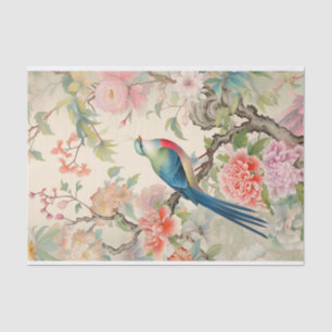 Pastel Peonies and Charming Bird Tissue Paper
