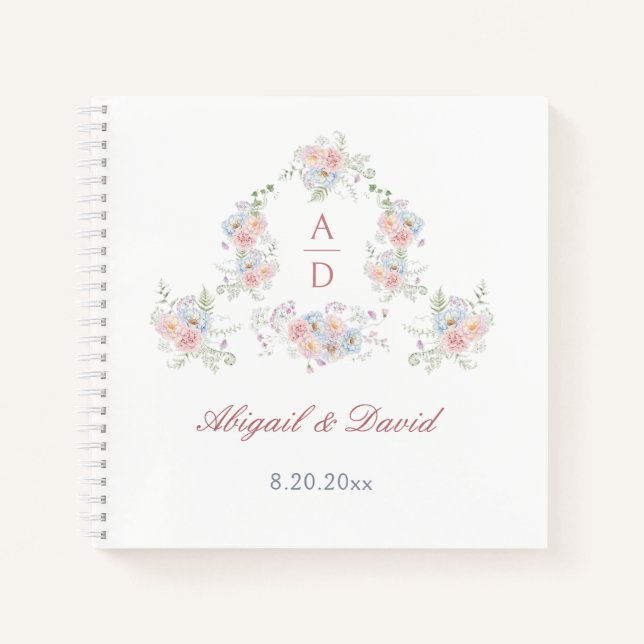 Pastel Peonies Cadre Mariage Livre d'invité (Devant)