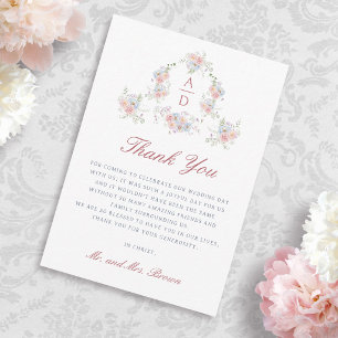 Pastel Peonies Frame Religious Wedding Thank You Card