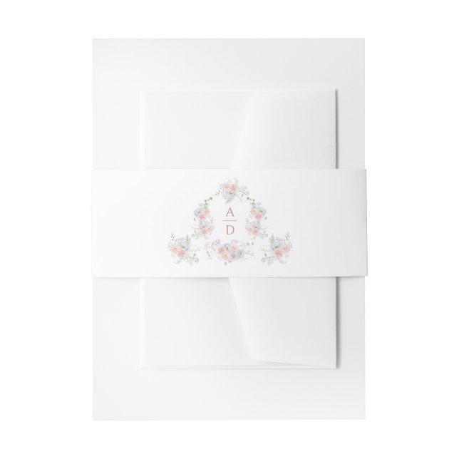 Pastel Peonies Frame Wedding Monograms Invitation Belly Band (Front Example)