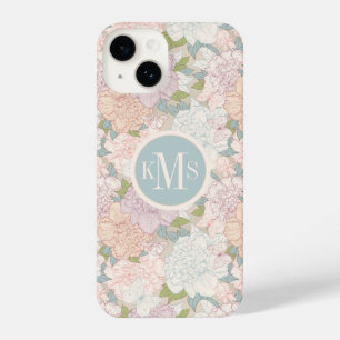 Pastel Peony & Butterfly Flower Pattern iPhone 14 Case