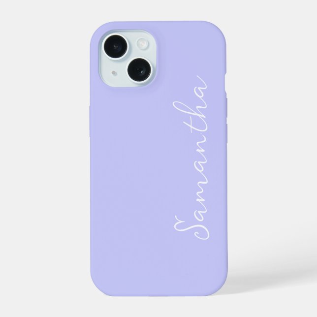 Pastel Periwinkle Personalized iPhone 15 Case (Back)