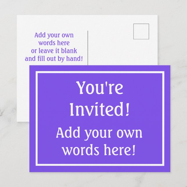 Pastel Periwinkle Purple  Invitation Postcard (Front/Back)