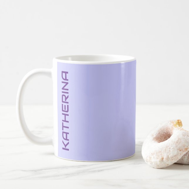 Pastel Periwinkle Solid Colour Personalized  Coffee Mug (With Donut)