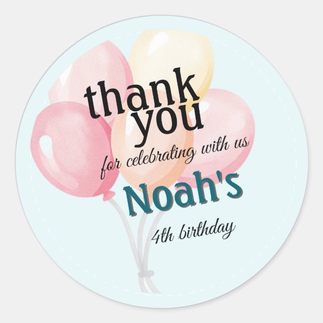Pastel Personalized Birthday Sticker | Balloon (Front)