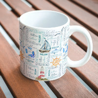 Pastel personalized name nautical marine sailing