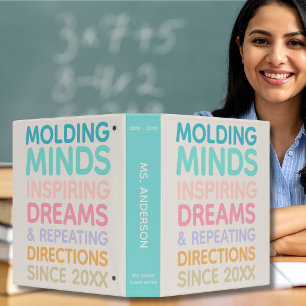 Pastel Personalized Teacher Quote Class Notes Binder