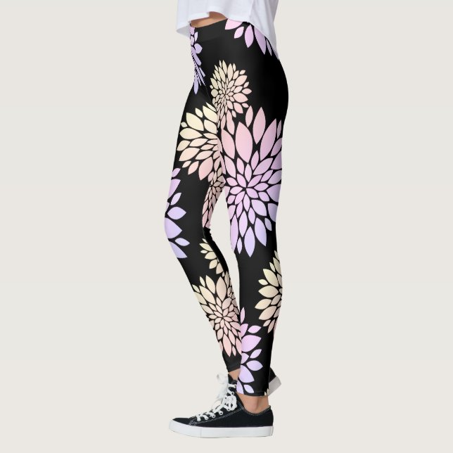 Pastel Petals Flower Pattern Leggings (Left)