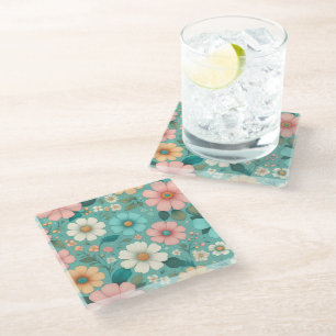Pastel Petals Glass Coaster