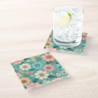 Pastel Petals Glass Coaster