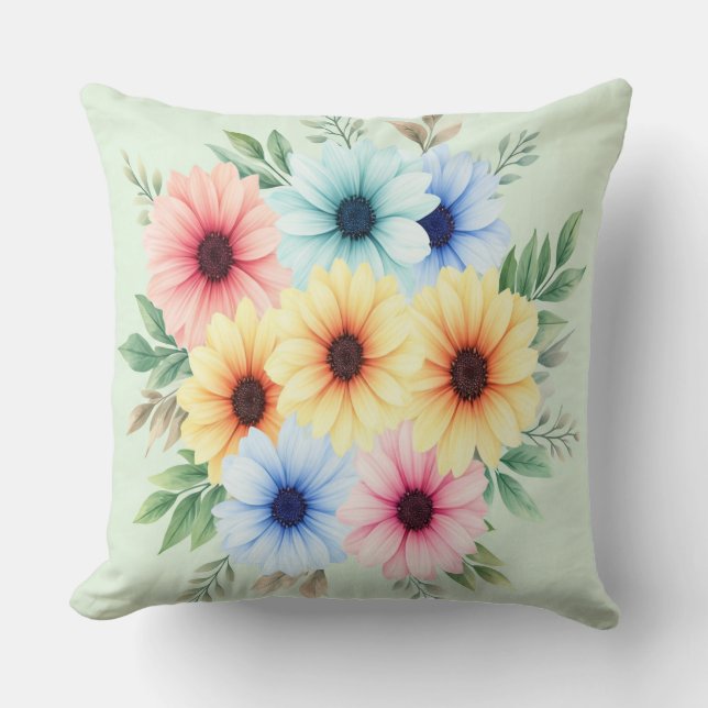 Pastel Petals Throw Pillow (Front)