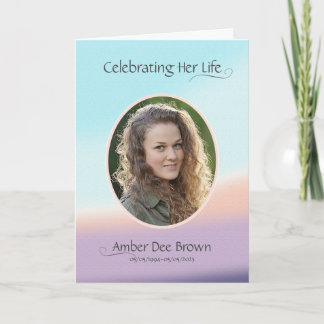 Pastel Photo Funeral Obituary Folded Program