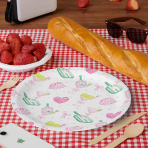Pastel Pickleball Cocktail Party Pattern Paper Plate