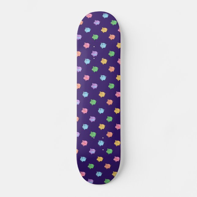 Pastel Pig Pattern Skateboard (Front)
