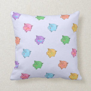 Pastel Pig Pattern Throw Pillow