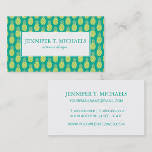 Pastel Pineapples   Monogram Business Card
