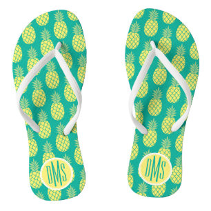 Pastel Pineapples   Monogram Flip Flops