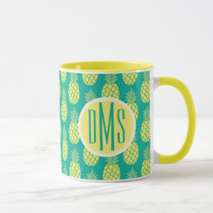 Pastel Pineapples Monogram Mug