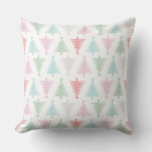 Pastel Pines: Modern Holiday Tree Throw Pillow