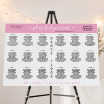 Pastel Pink 18 Table Wedding Seating Chart