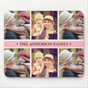 Pastel Pink 6 Photo Collage Custom Mouse Pad