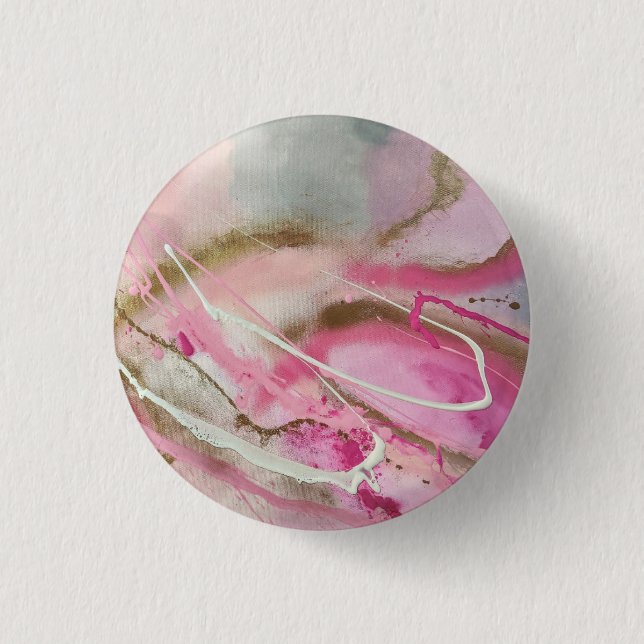Pastel Pink Abstract Art on Canvass 1 Inch Round Button (Front)