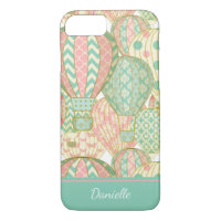 Pastel Pink and Blue Hot Air Balloons with Name