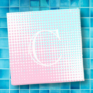 Pastel pink and blue  two-tone gradient monogram post-it notes