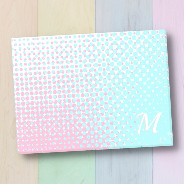 Pastel pink and blue  two-tone gradient monogram post-it notes (Creator Uploaded)