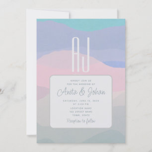 Pastel Pink and Dusty Blue Modern Wedding  Invitation