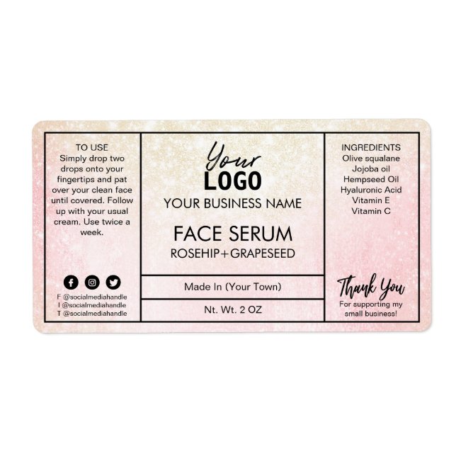 Pastel Pink And Gold Face Serum (Front)