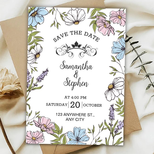 Pastel Pink and Green and Blue Save The Date  Invitation (Creator Uploaded)