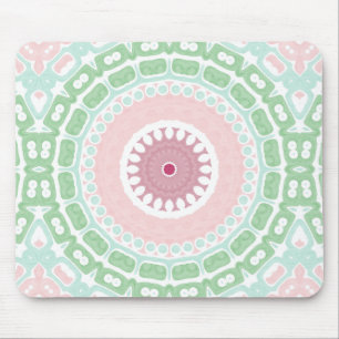Pastel Pink and Green Mandala  Mouse Pad