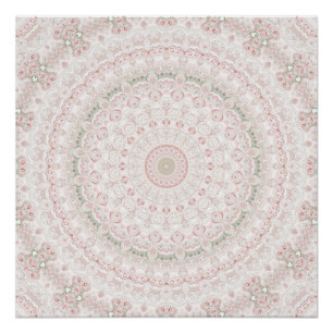 Pastel Pink and Green Mandala Pattern Design Poster