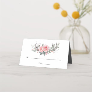 Pastel Pink and Grey Boho Floral Place Card