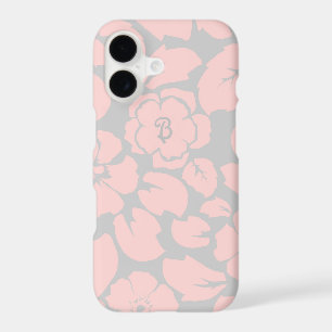Pastel Pink and Grey Floral Monogram