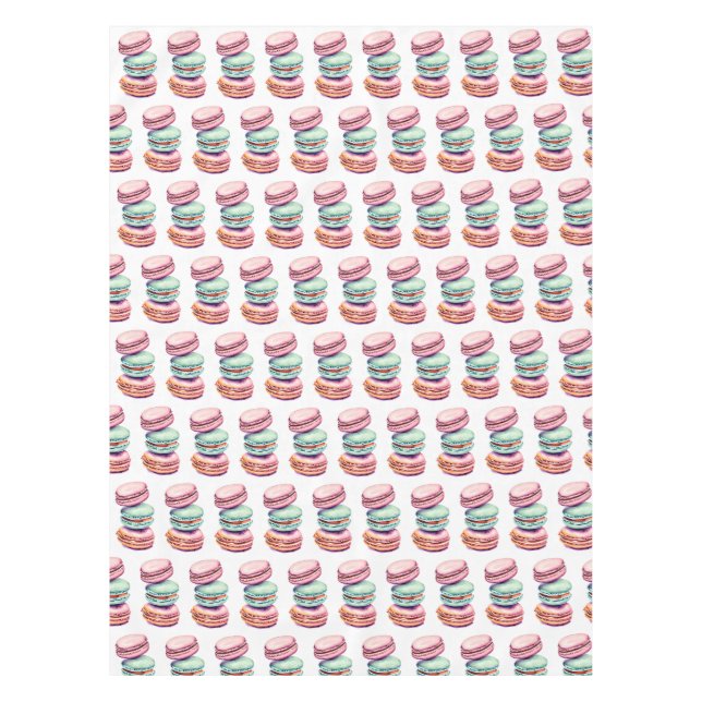 Pastel Pink and Mint Green Macaron Cookies Themed Tablecloth (Front)