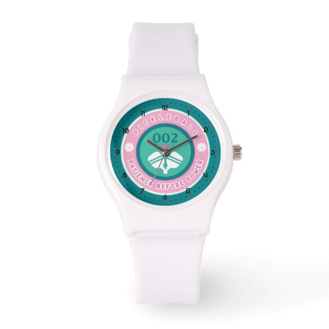 Pastel pink and minty green pickleball watch (Front)