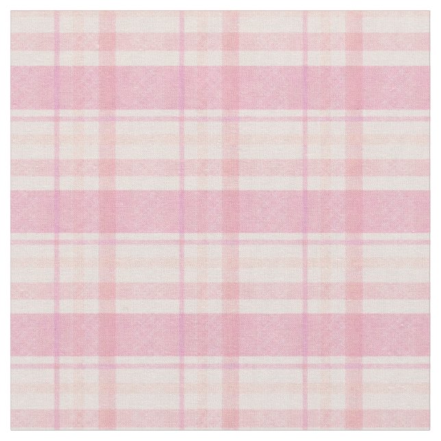 Pastel Pink and Orange Plaid Fabric (Close Up)