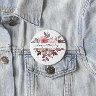 Pastel pink and purple floral personalized   3 inch round button