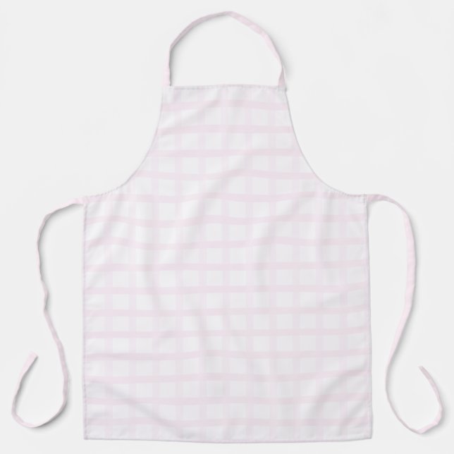 Pastel Pink And Rose Quartz Pink Gingham Pattern Apron (Front)