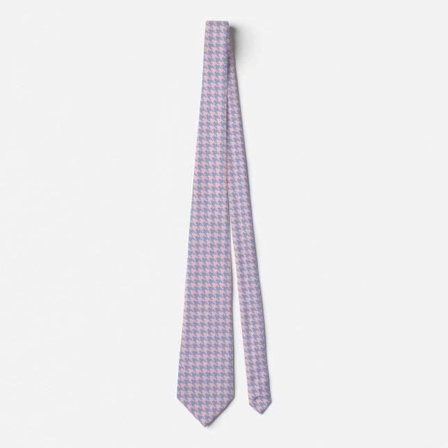 Pastel Pink and Sky Blue houndstooth Tie (Front)