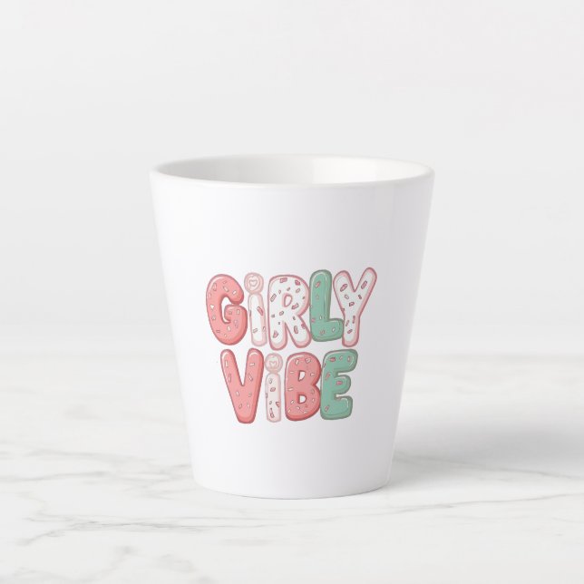 Pastel Pink and Teal Girly Aesthetic Latte Mug (Front)