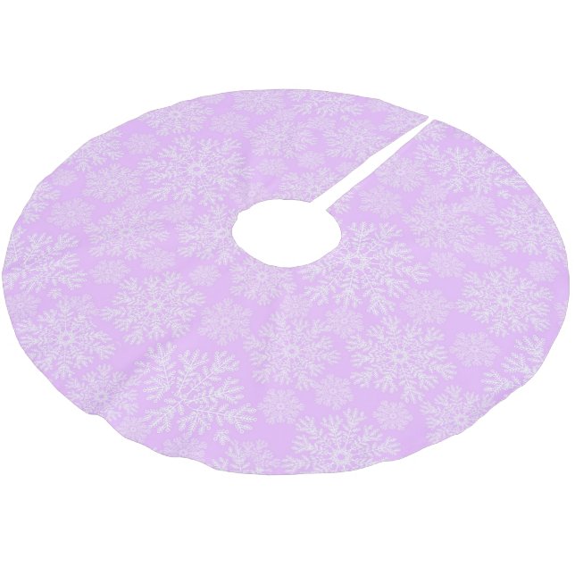 Pastel Pink And White Christmas Snowflakes Pattern Brushed Polyester Tree Skirt (Angled)