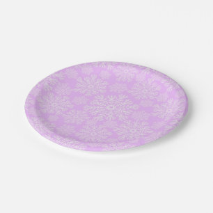 Pastel Pink And White Christmas Snowflakes Pattern Paper Plate