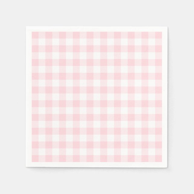 Pastel Pink and White Gingham Napkin (Front)