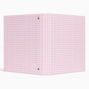 Pastel Pink and White Gingham Pattern Binder