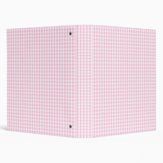 Pastel Pink and White Gingham Pattern Binder