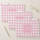 Pastel Pink and White Houndstooth Pattern Monogram